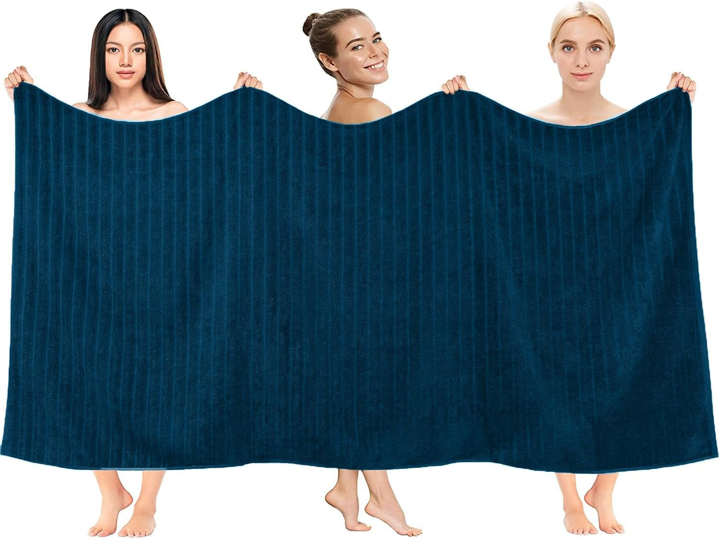 DAN RIVER Pack of 2 Bath Sheet 35x70 Inches, Big Towels Oversized Extra Ribbed Large Bath Sheets, Absorbent Quick Dry Towels - Blue Opal