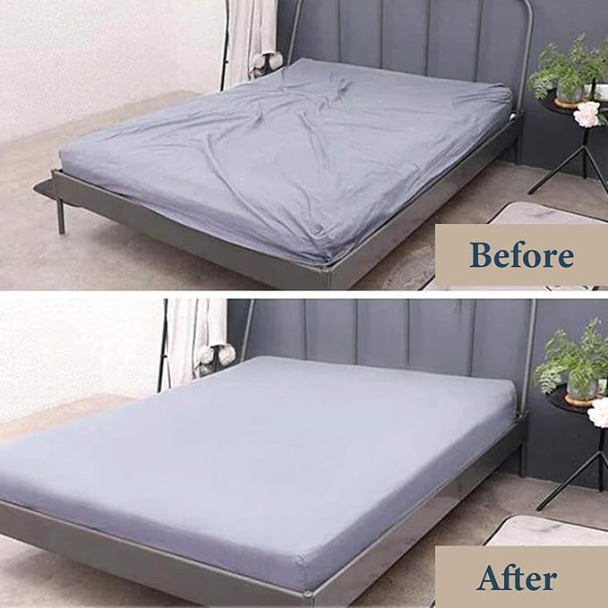 Bed Sheet Straps, Adjustable Durable Bed Sheet Holder Straps with Metal Clips, Elastic Sheet Holders Keep Sheets Firm & Tight 2PCS White