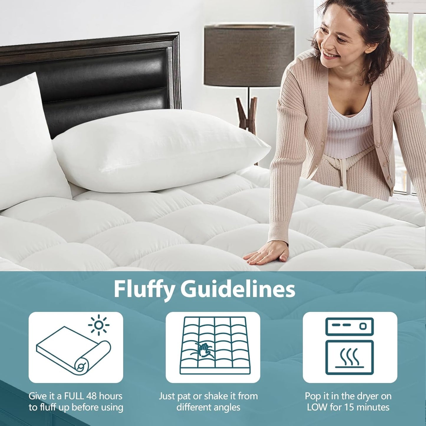 CYMULA California King Mattress Topper - Extra Thick Cooling Mattress Pad Cover for Back Pain - Soft Mattress Protector Bed Topper Pillow Top with 8-21 Inch Deep Pocket 3D Snow Down Alternative Fill