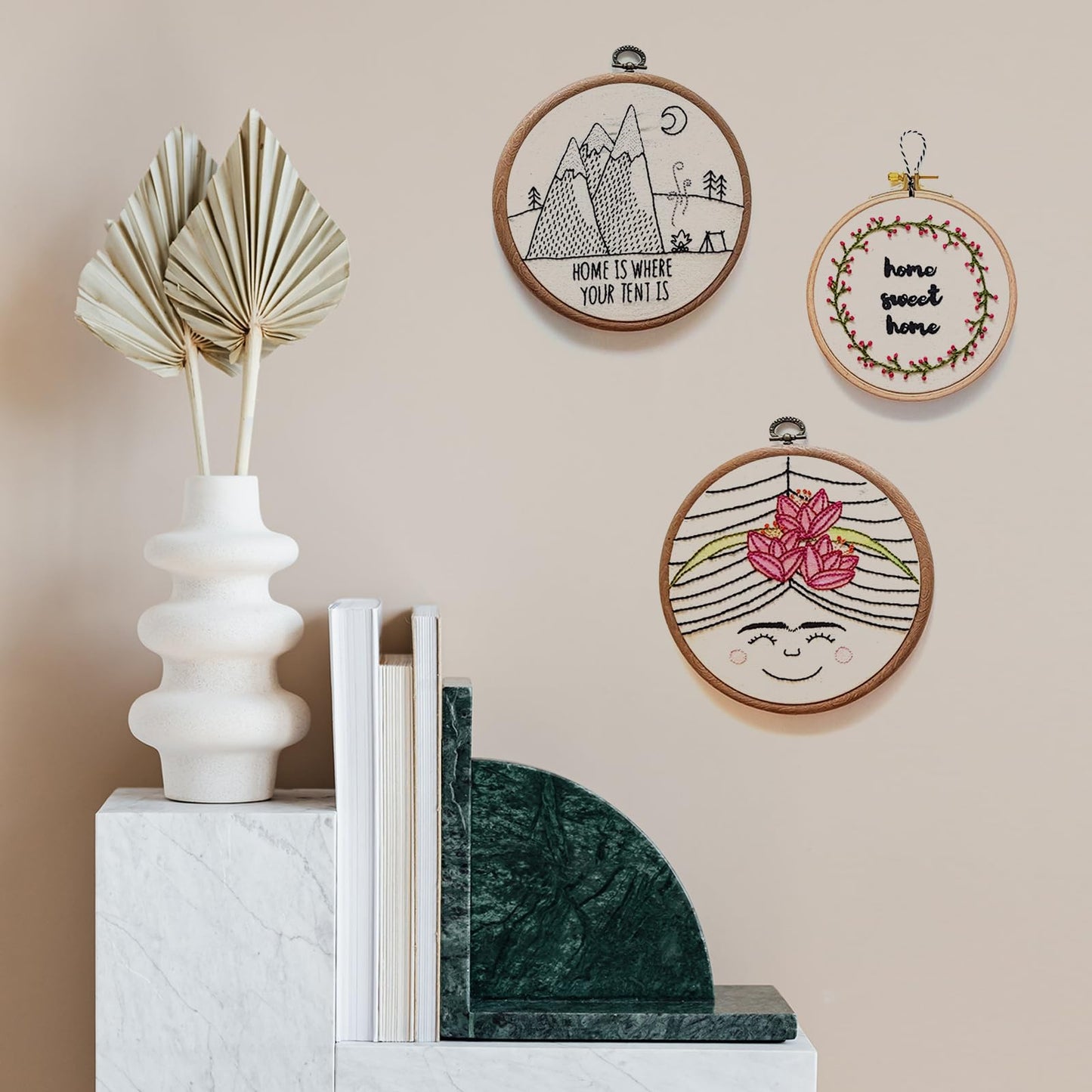 PATIKIL 6x4.7inch Embroidery Hoops, 5Pieces Imitated Wood Oval Frame Cross Stitch Hoop Ring for Embroidery Art Craft Sewing Ornaments Hanging Decoration