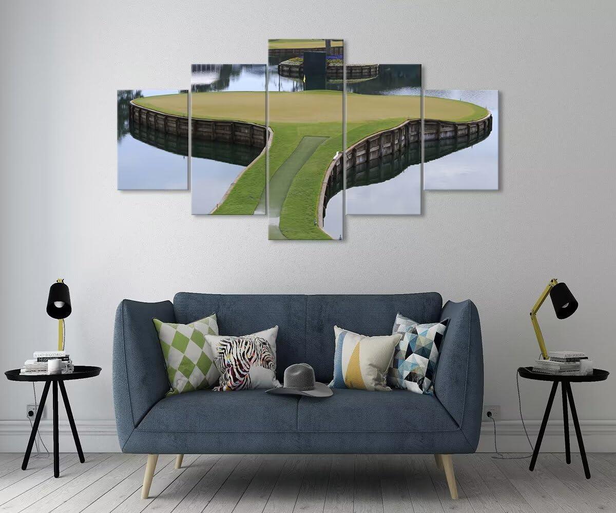 chenchenArt TPC Sawgrass Golf Course Wall Art Pictures USA Golf Course Wall Decor for Living Room Bedroom Bathroom Home Decorations Golf Artwork Canvas Pirnts Framed Ready to Hang(50''W x 24''H)
