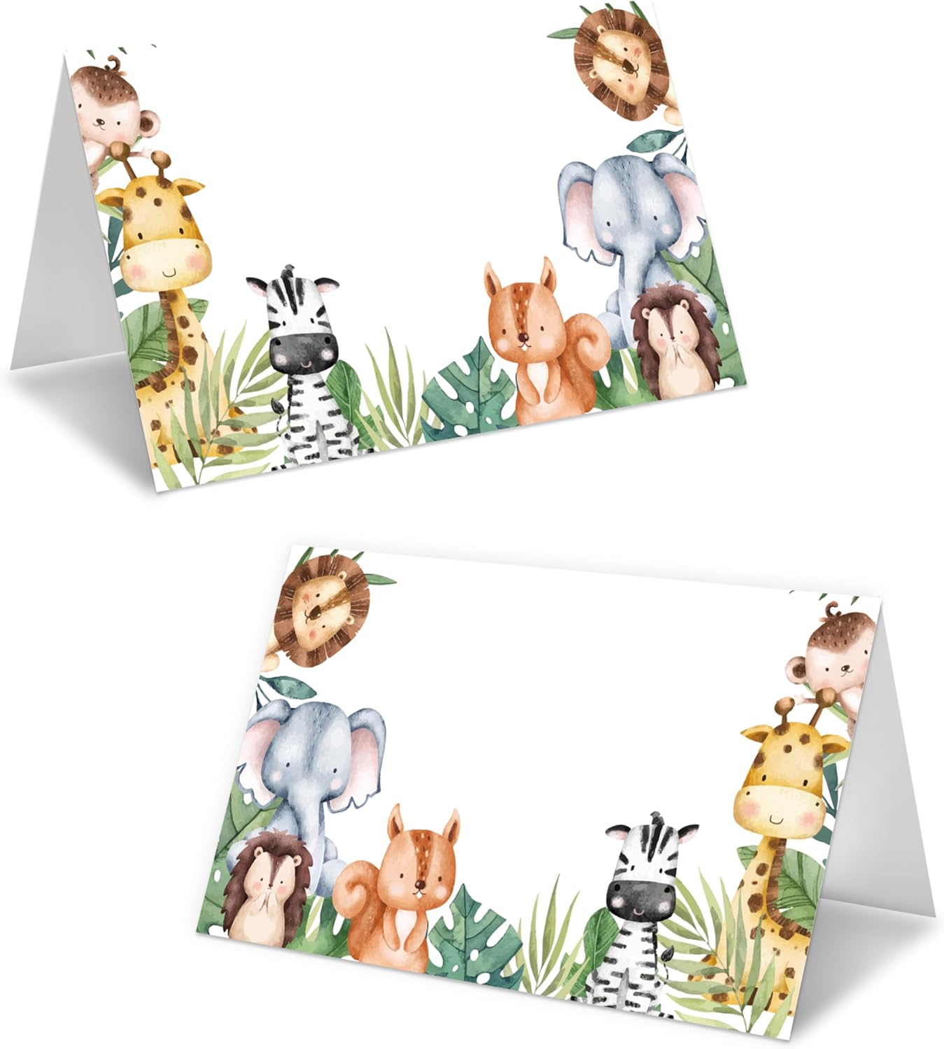 Jungle Animals Place Card For Boys Girls, Safari Animals Name Cards For Table Setting, Animals Party Favors Supplies, Wildlife Tent Cards Decorations For Baby Shower Birthday Events, 25 Pack -14
