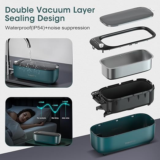 Ultrasonic Jewelry Cleaner, Jewelry Cleaning Machine Smart Variable Frequency 47KHz - 50KHz, Professional Sonic Cleaner with UV for Rings, Glasses, Watches, Dentures, Retainer, Earrings, Necklaces