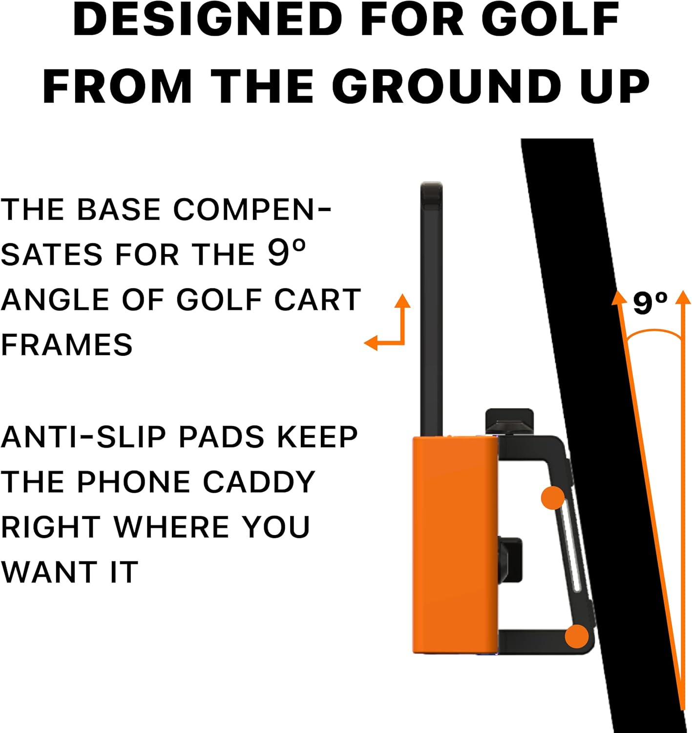 DESERT FOX GOLF Phone Caddy – Funny Quotes Golf Cart Phone Holder with Secure Strap for Hands-Free GPS & Golf Apps – Gifts for Men & Women