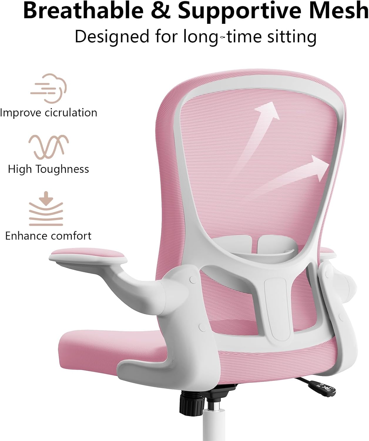 Ergonomic Office Chair, Comfort Swivel Home Office Task Chair, Breathable Mesh Desk Chair, Lumbar Support Computer Chair with Flip-up Arms and Adjustable Height