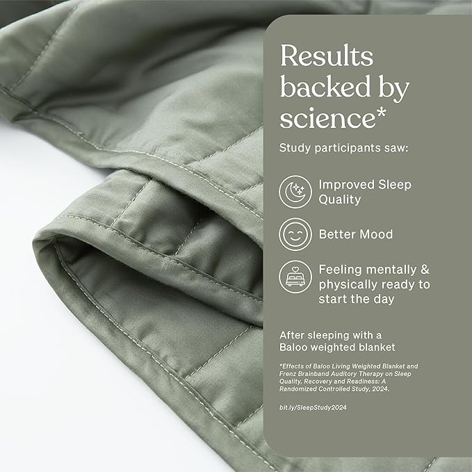 Baloo Weighted Blanket for Adults 20 lb (Vert, 80"x87") | Cool & 100% Cotton | Machine Washable & Dryer Safe | Glass Microbead Fill