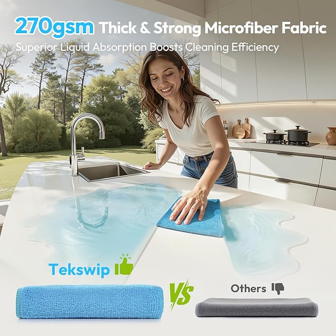 Microfiber Cleaning Cloths 12x12IN 24Pack Colour Lint Free Kitchen Cloths - Extra Thick, Streak-Free, Lint-Free, Fast Absorbent - Reusable Multi-Purpose Housekeeping Rags for Cars, Dishes, Floors