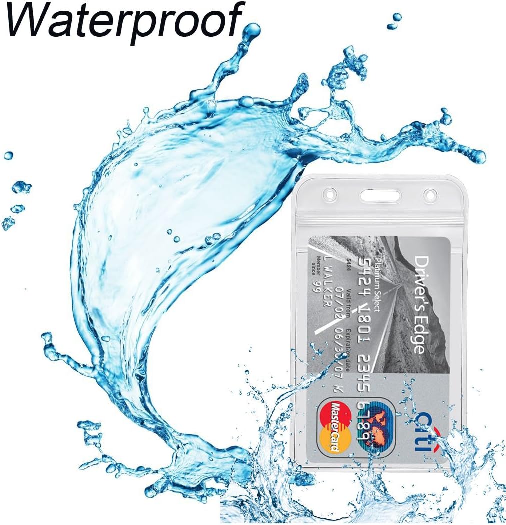 YOUOWO Retractable Badge Holder with Lanyard,Breakaway Safety Lanyards with id Badge Holders Vertical,Retractable id Badge with Clip,Punched Zipper Waterproof,Pack of 2
