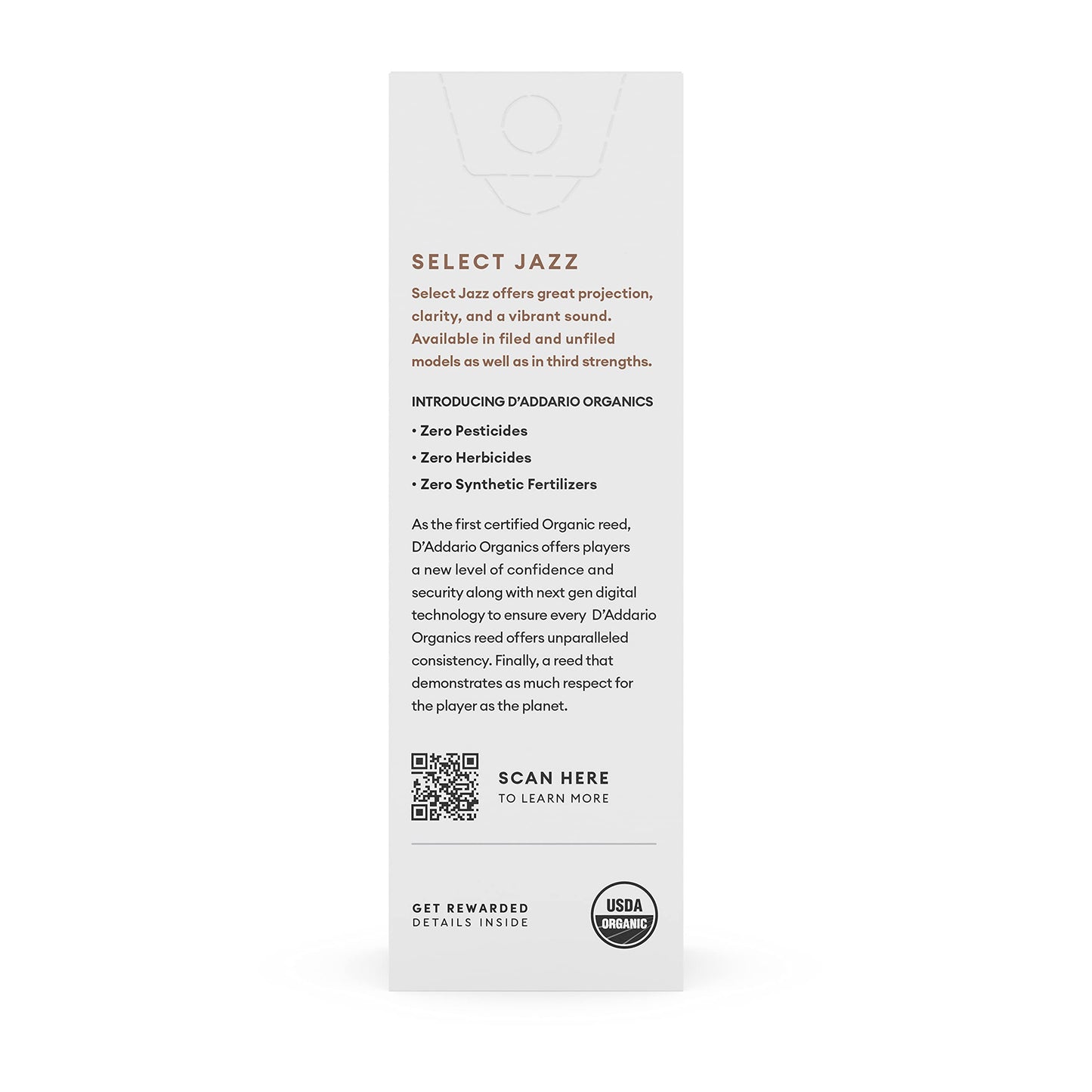 Daddario Organic Select Jazz Unfiled Sax 4 Hard, 5 Pack Baritone Saxophone Reeds (Orrs05Bsx4H)