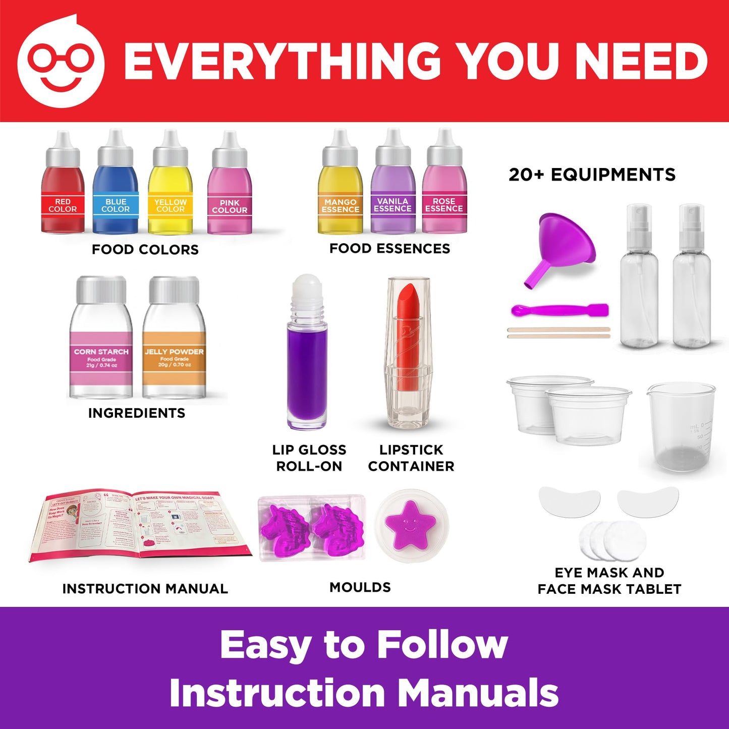 Doctor Jupiter Makeup & DIY Craft Kit for Girls Ages 6+ | Make Your Own Makeup, Perfume, Lip Gloss, Bath Bomb with 50 Beauty Recipes| Birthday Gift Ideas for 6-7-8-9-10-11-12 Year Olds