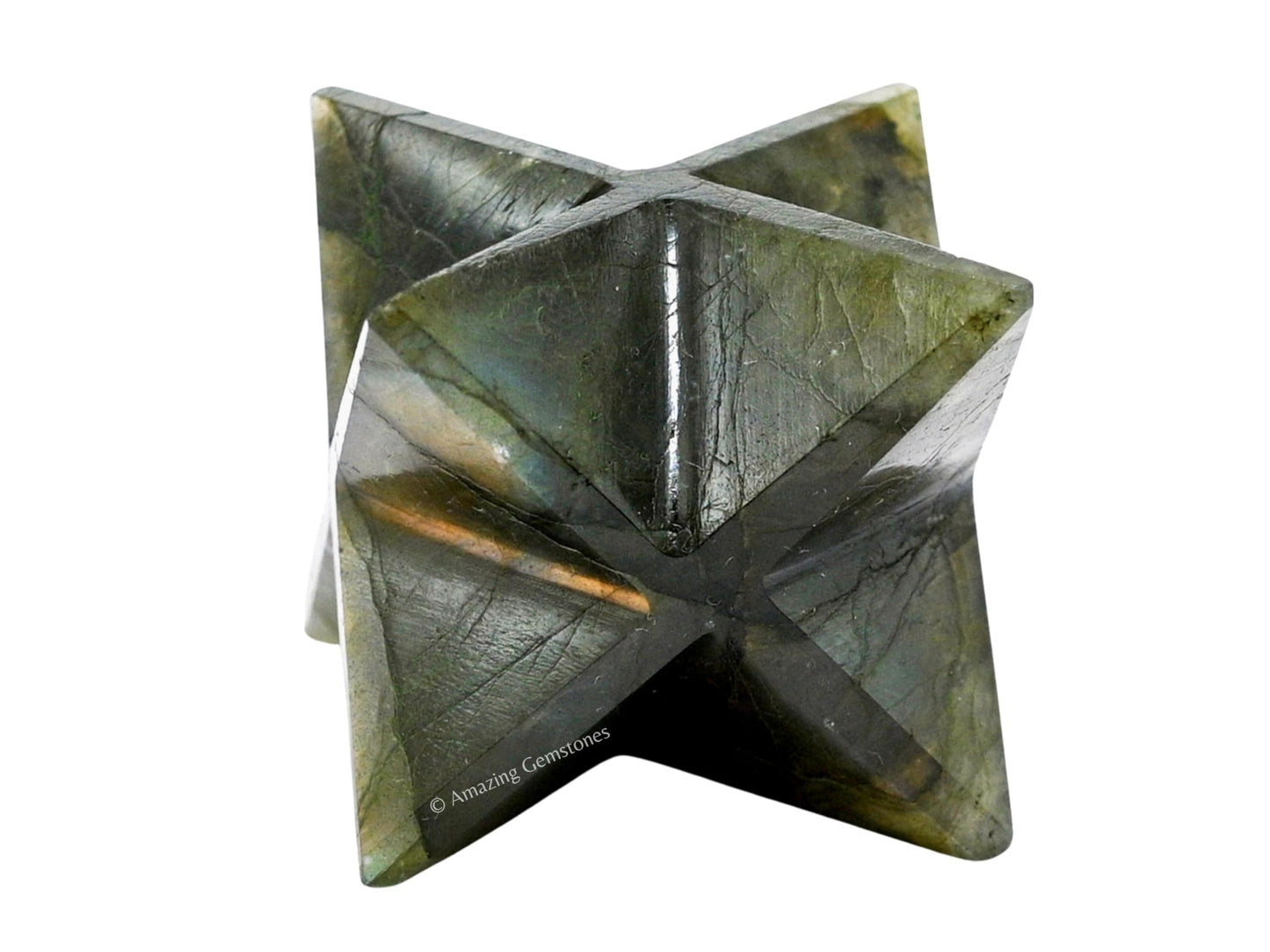 Amazing Gemstone Labradorite Merkaba Crystal - 1.5 Inches Metaphysical Merkaba Star for Meditation - Energetic Tetrahedron Crystal and Healing Stones for Spiritual Growth and Healing (35-40mm)