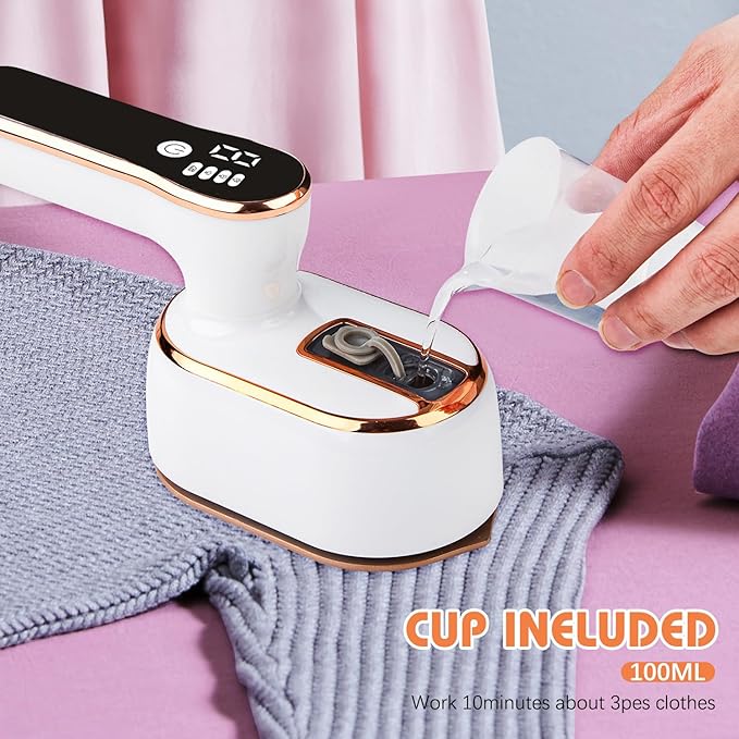 Upgrade Saker plus Steam Iron, 3 Steam Levels Clothes Steamer, 2-In-1 Steamer and Iron Professional Heavy-Duty Steam Travel Irons for Clothes, Suitable for Wool, Silk, Knitwear, Linen (White)