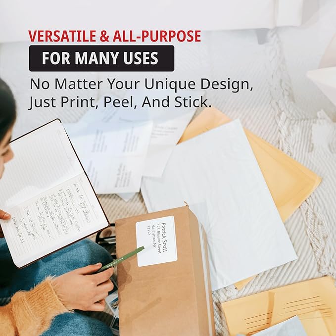 TAPE LOGIC Printable Self-Adhesive 3 ⅓” x 4” White Laser Labels (25 Sheets of 6) | 150 All Purpose Blank Sticker Label, Office & Personal Supplies for Address Shipping & Mailing