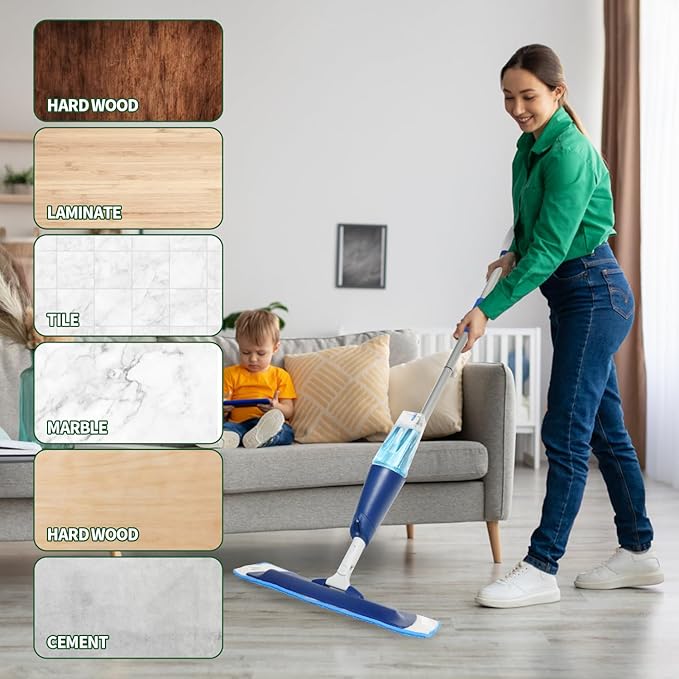 24 Pack Microfiber Cleaning Pads for Bona Mop, Reusable Microfiber Mop Pads for 18 Inch Mop, Hardwood Floor Replacement Cleaning Mop Pads, Machine Washes