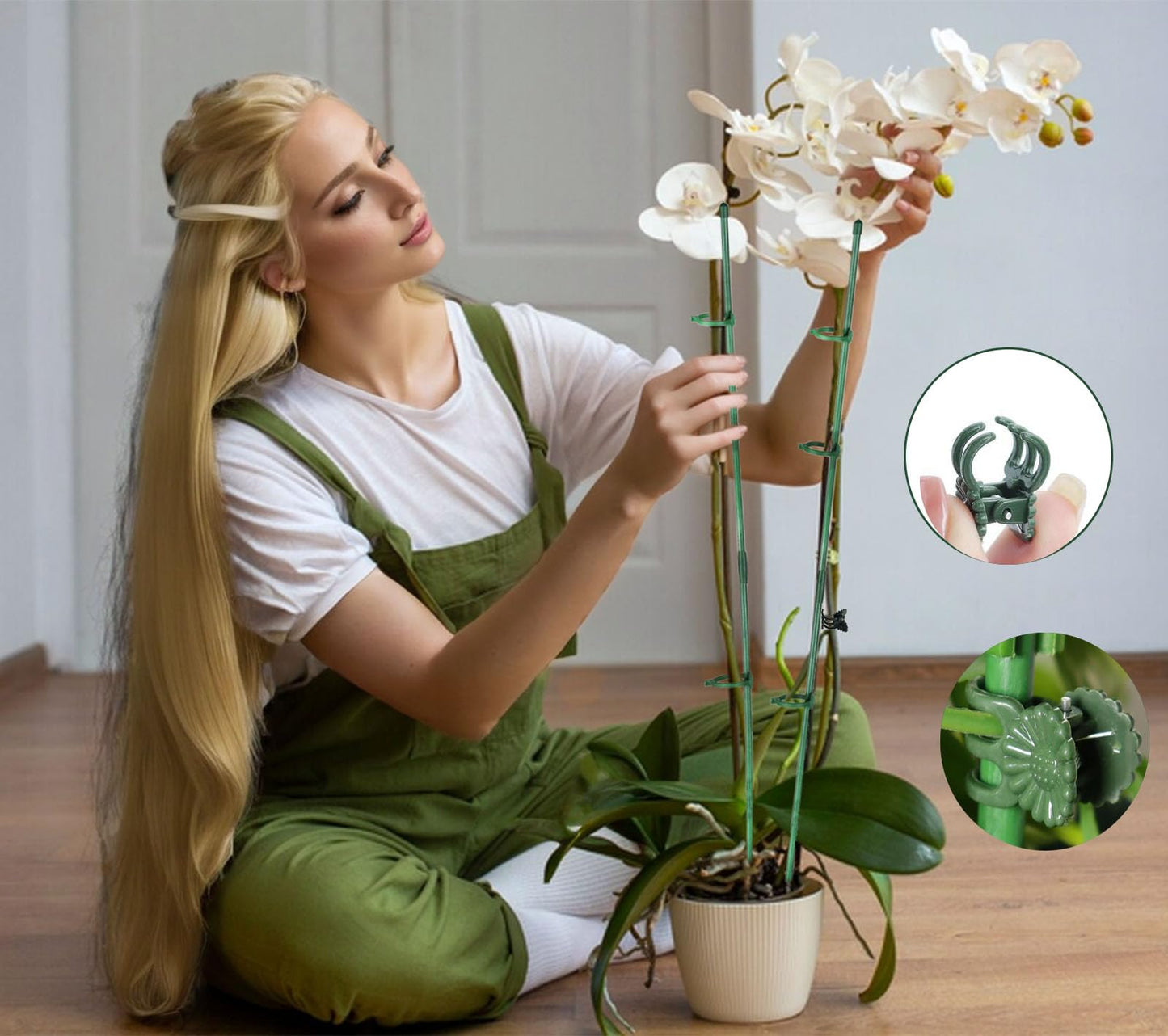 165Pcs Adjustable Plant Stakes, 30Sets Garden Plant Support Sticks, 30Pcs Fiberglass Plant Pole Stand, 60Pcs Rings, 60Pcs Clips, 15Pcs Connectors for Potted Plant Flower Tomato Orchid Vegetable