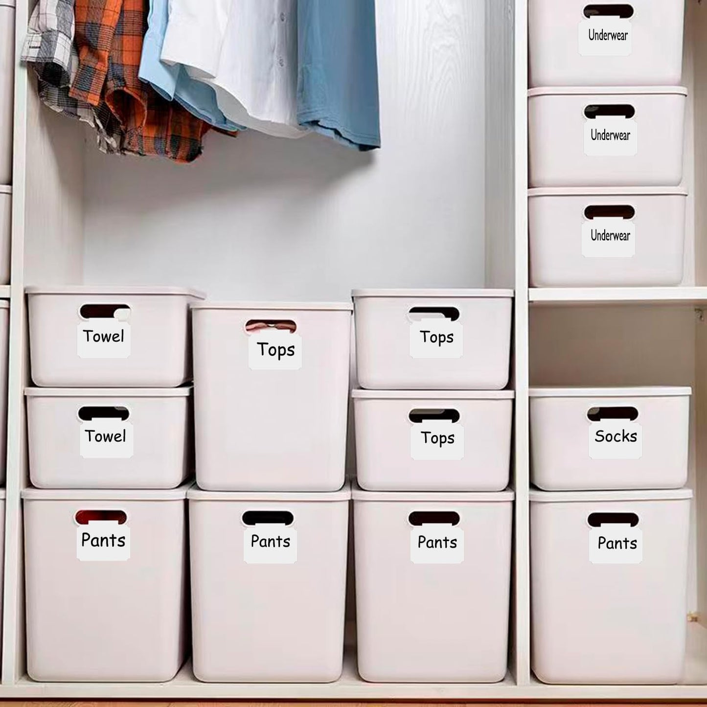 Erasable Label Clips - 12 White PVC Bin Tags with 2 Chalk Markers | Reusable Basket Clips for Pantry, Warehouse & Home Organization, Eco-Friendly Chalkboard Labels