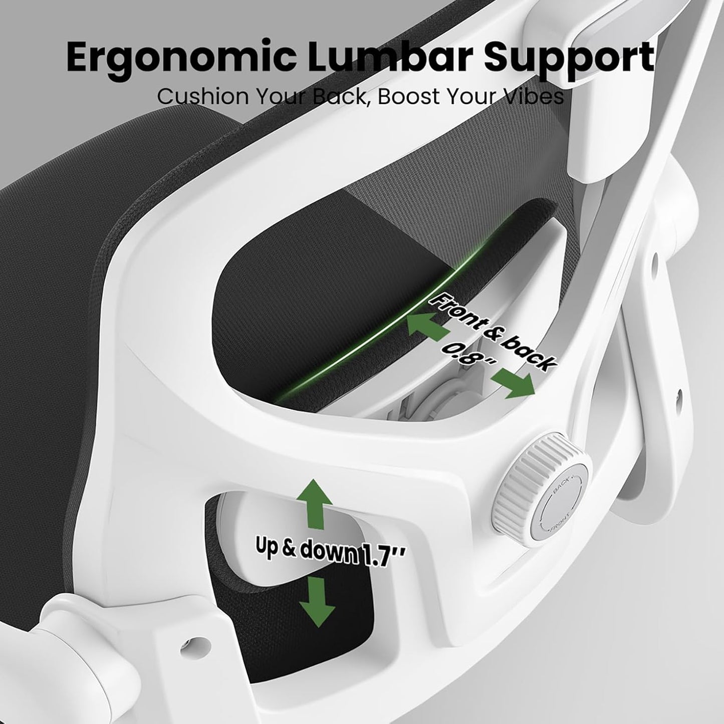 Ergonomic Office Chair, Comfy Home Office Chair High Back Computer Chair with Headrest, Adjustable Back Support, Flip-Up Arms, 90-120° Tilt and Wide Cushion, Up to 300lbs, Black+White