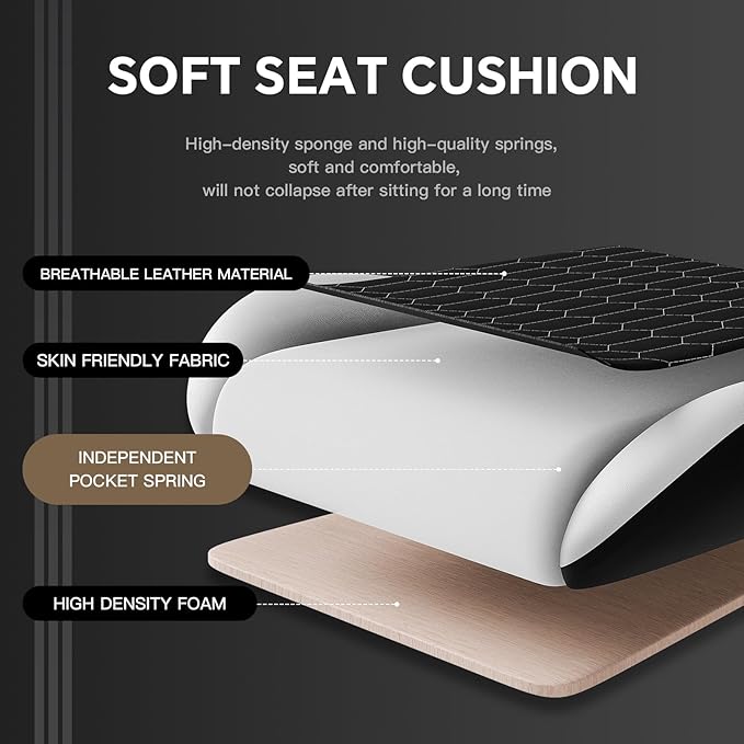 Gaming Chair with Footrest, High Back Gaming Chairs PVC Leather Ergonomic Gamer Chair with Adjustable Headrest Lumbar Support Racing Style Video Gaming Chair for Office/Home (Black White)