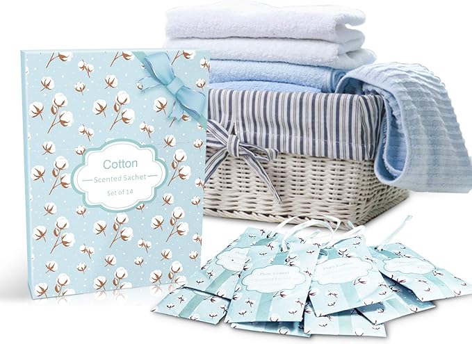 SCENTORINI Sachets for Drawers and Closets, Cotton Scented Sachets for Home Drawers and Closets, 14 Pack Home Fragrance Sachet