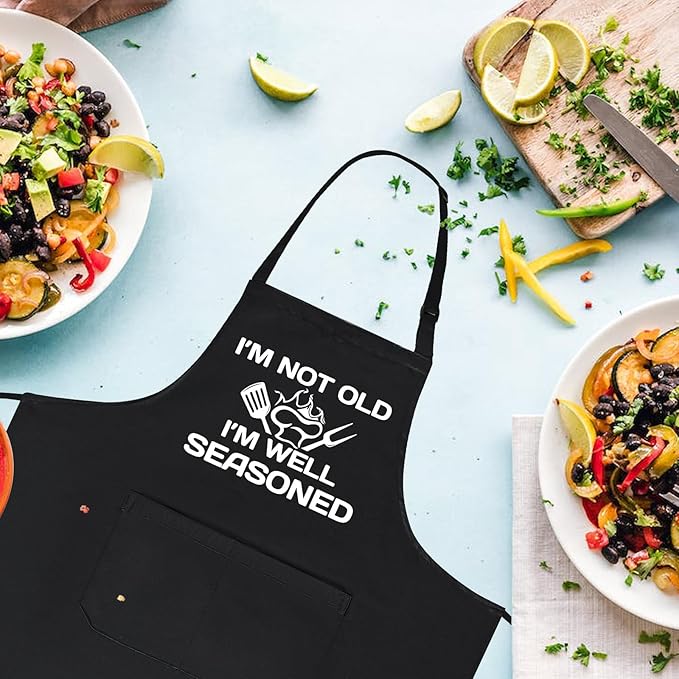 Funny Aprons for Men, Adjustable Mens apron for Grilling BBQ Cooking Grill Kitchen Chef, Birthday Gifts for Men Him