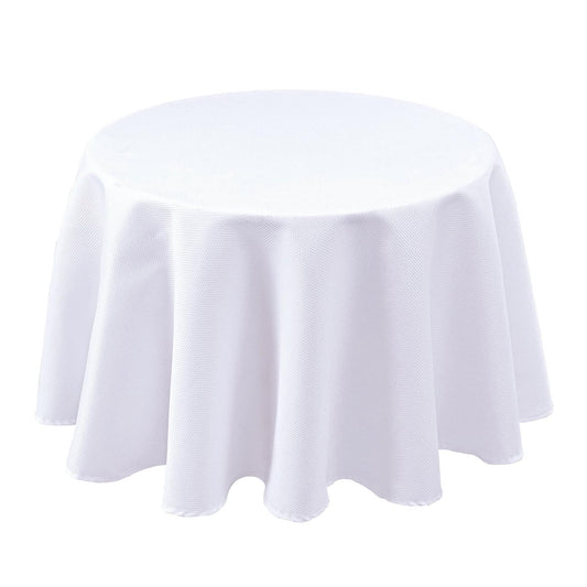 Biscaynebay Textured Fabric Round Tablecloths 60 Inches for Tables diameters from 28" to 48", White Table Cloth Water Resistant Small Circle Folding Table Covers for Dining Kitchen Wedding Parties