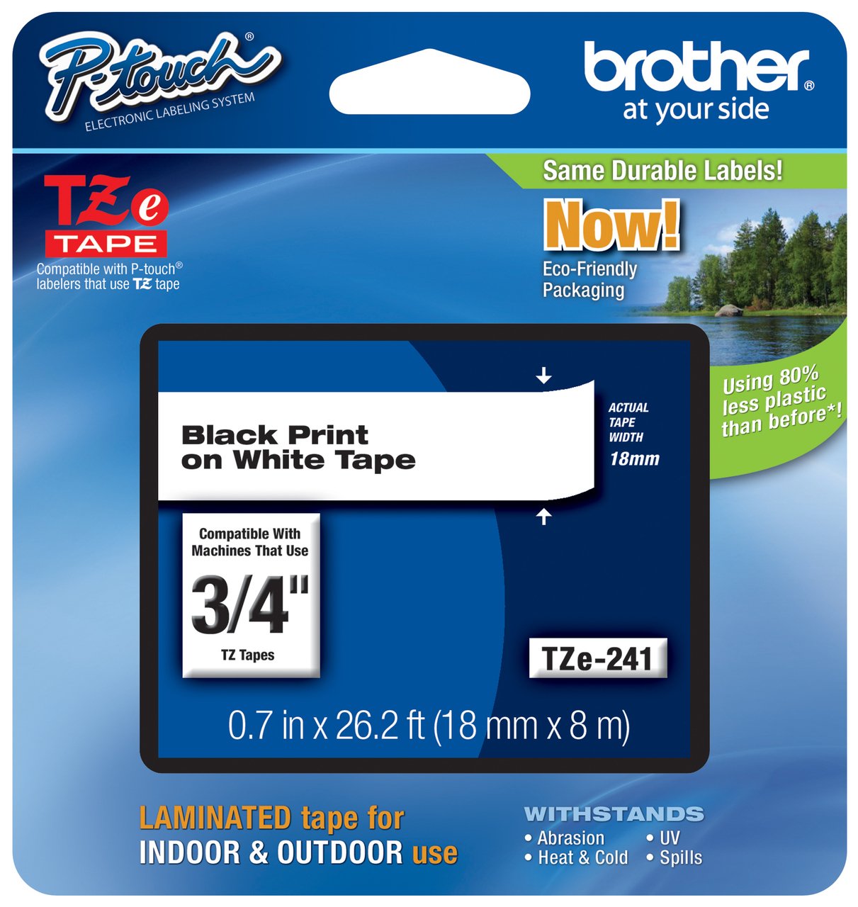Brother P-Touch PT-19 Label Tape (OEM) 0.47 Black Print on White -Like New