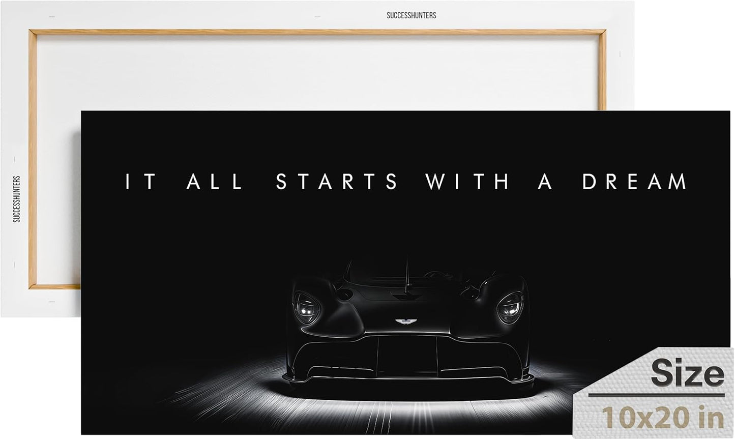 Motivational Wall Art for Office, Super Car Art Canvas, Inspirational Automotive Decor for Aston Martin Valkyrie Sportscar Lovers, Motivational Wall Decor for Office and Home Car Poster (10" x 20" in)