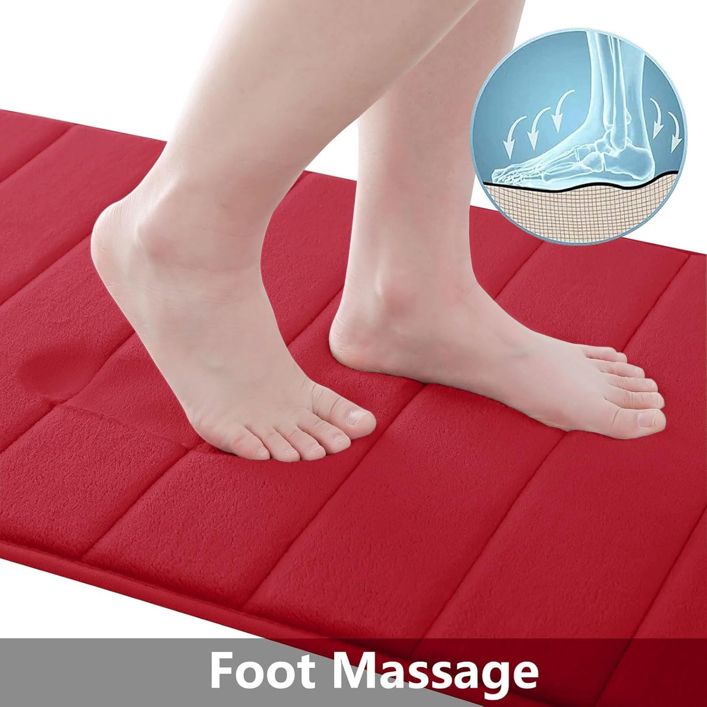 Buganda Memory Foam Bath Mat, 30" x 20", Ultra Soft and Non-Slip Bathroom Rugs, Water Absorbent and Machine Washable Bath Rug for Bathroom, Shower, and Tub, Red