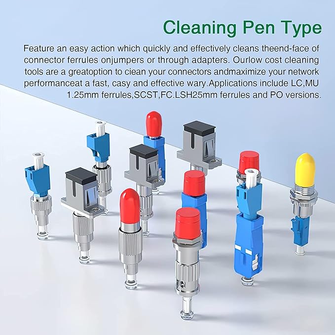 Fiber Cleaner,5PCS Fiber Optic Cleaner Pen for 2.5mm Ferrules SC,FC,ST,SC/APC and FC/APC,800+ Clean Times