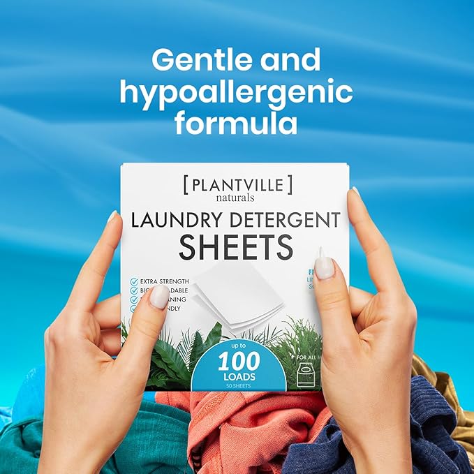 Natural Laundry Detergent Sheets - Eco-friendly Plant Based Liquidless Laundry Strips - Perfect For Home, Dorms, Travel & Camping