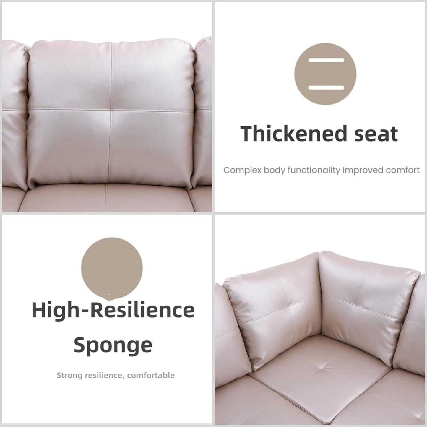 L Shaped Sectional Couches, Leather Couch Modular Sectional Sofa with Ottoman Storage, Modern L Shaped Couch with Chaise for Living Room Bedroom Apartment Furniture, Gray