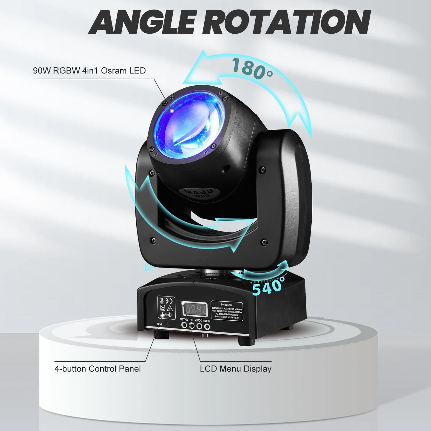 90W Led Moving Head Dj Lights Mini Beam Stage Lights Super Bright Spot Rgbw 4In1 Dmx 512 12Ch Sound-Activated For Wedding Dj Par