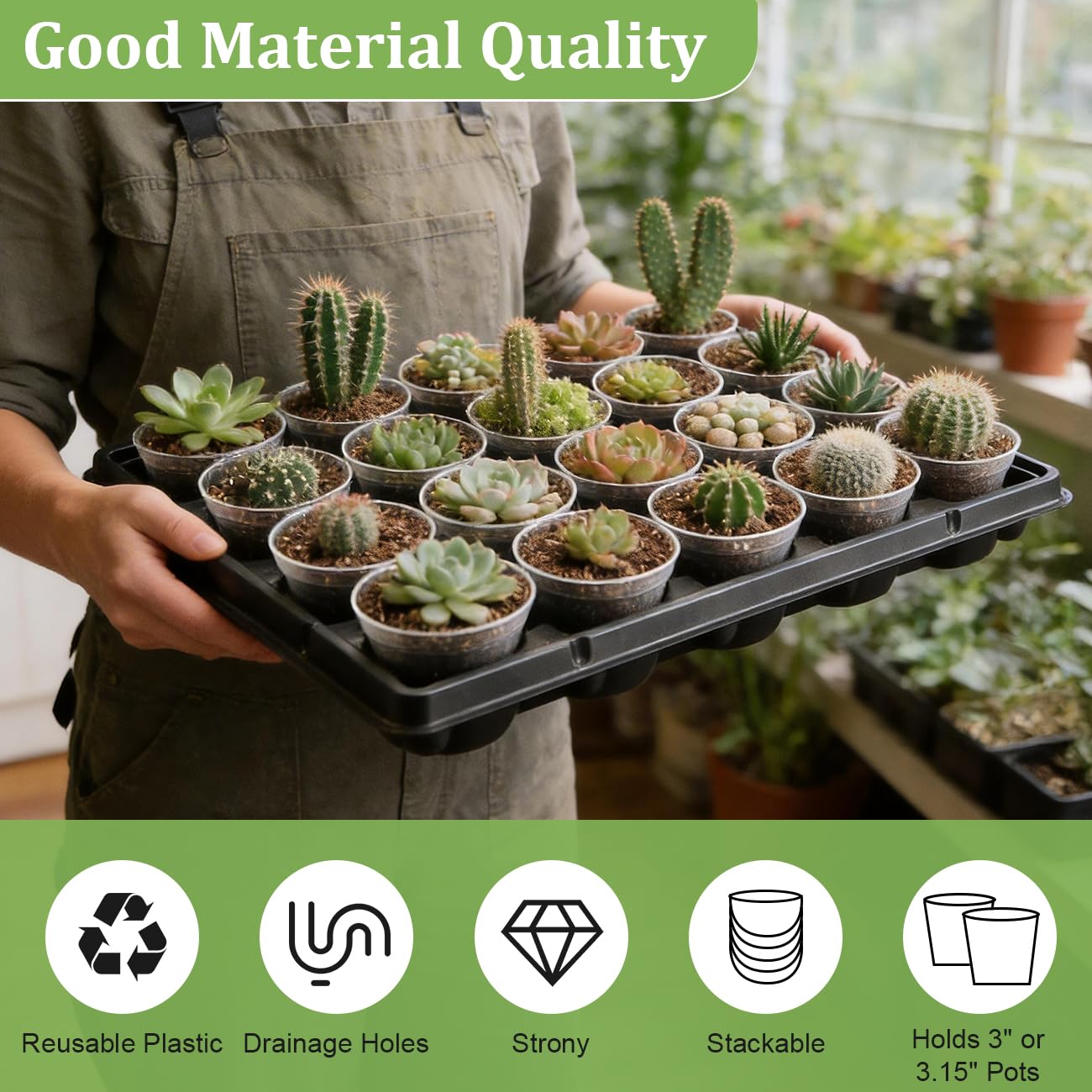 3 Inch Clear Nursery Pots 100 Pcs with 5 Pcs 20 Cell Potting Trays, 5 Sets Seed Starting Kit for Seedlings Cuttings Indoor Growing, Sturdy Transparent Plant Pot Carrying Tray Germination Set