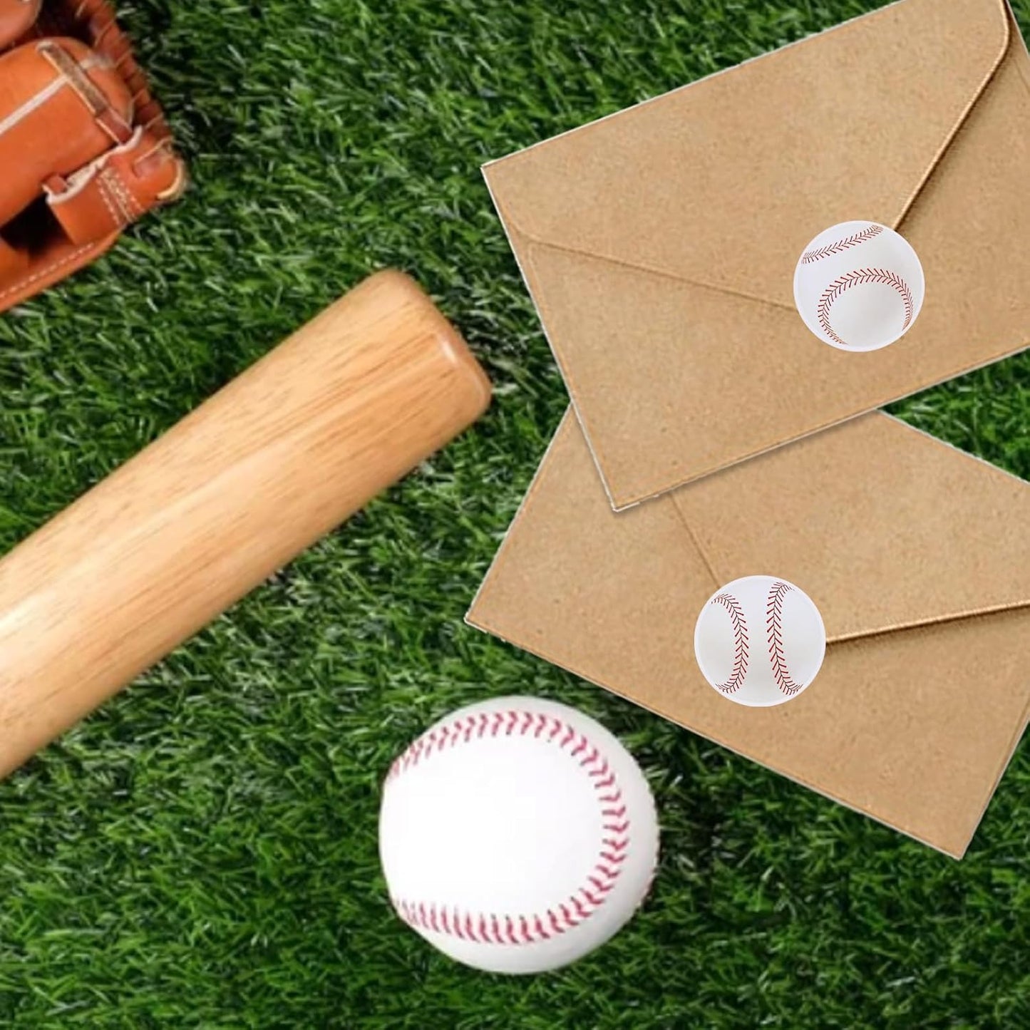 Vuzvuv 600 Pcs Baseball Stickers for Gift Bag Envelope Seal,Self-Adhesive Sports Ball Sticker Labels Roll for Home School Baseball Themed Party Decor
