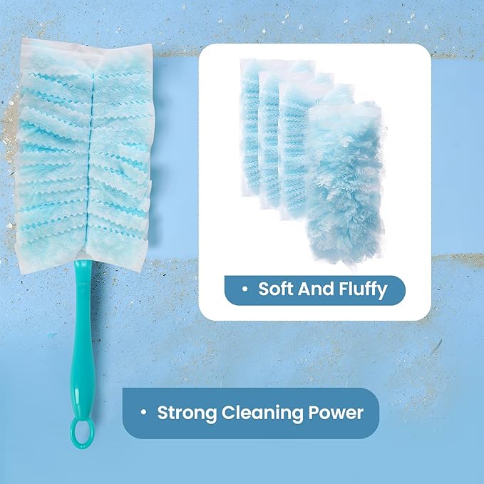 Duster Refills Bulk Compatible with Swiffer Dusters Swiffer Microfibre dust Cleaner for Cleaning Home, Office, Furniture (Yellow, 20 PCS (180°)+ 10 PCS (360°)+ Handle)