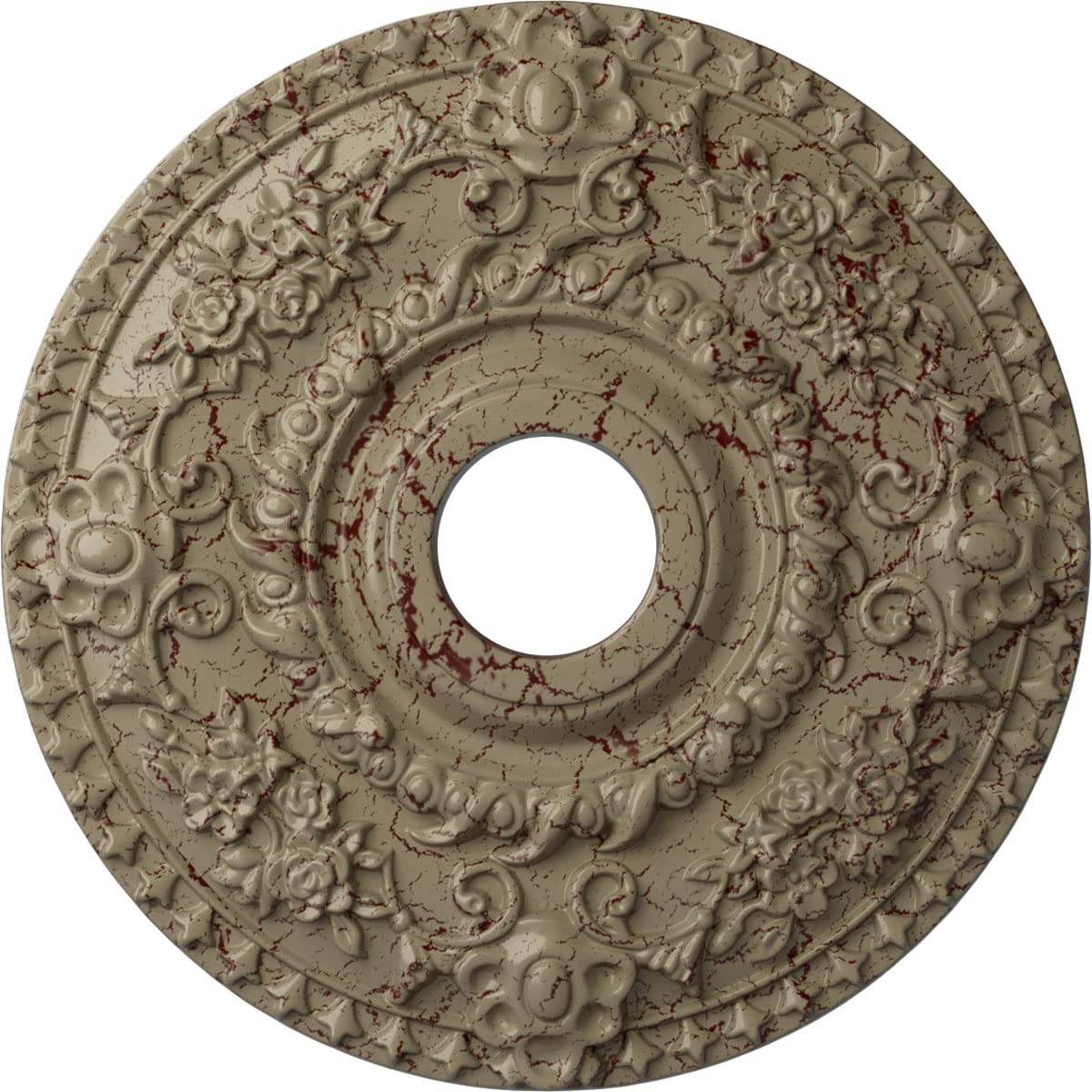 Ekena Millwork Cm18Rogdc Rose Ceiling Medallion Fits Canopies Up To 7 1/4, Gobi Desert Crackle