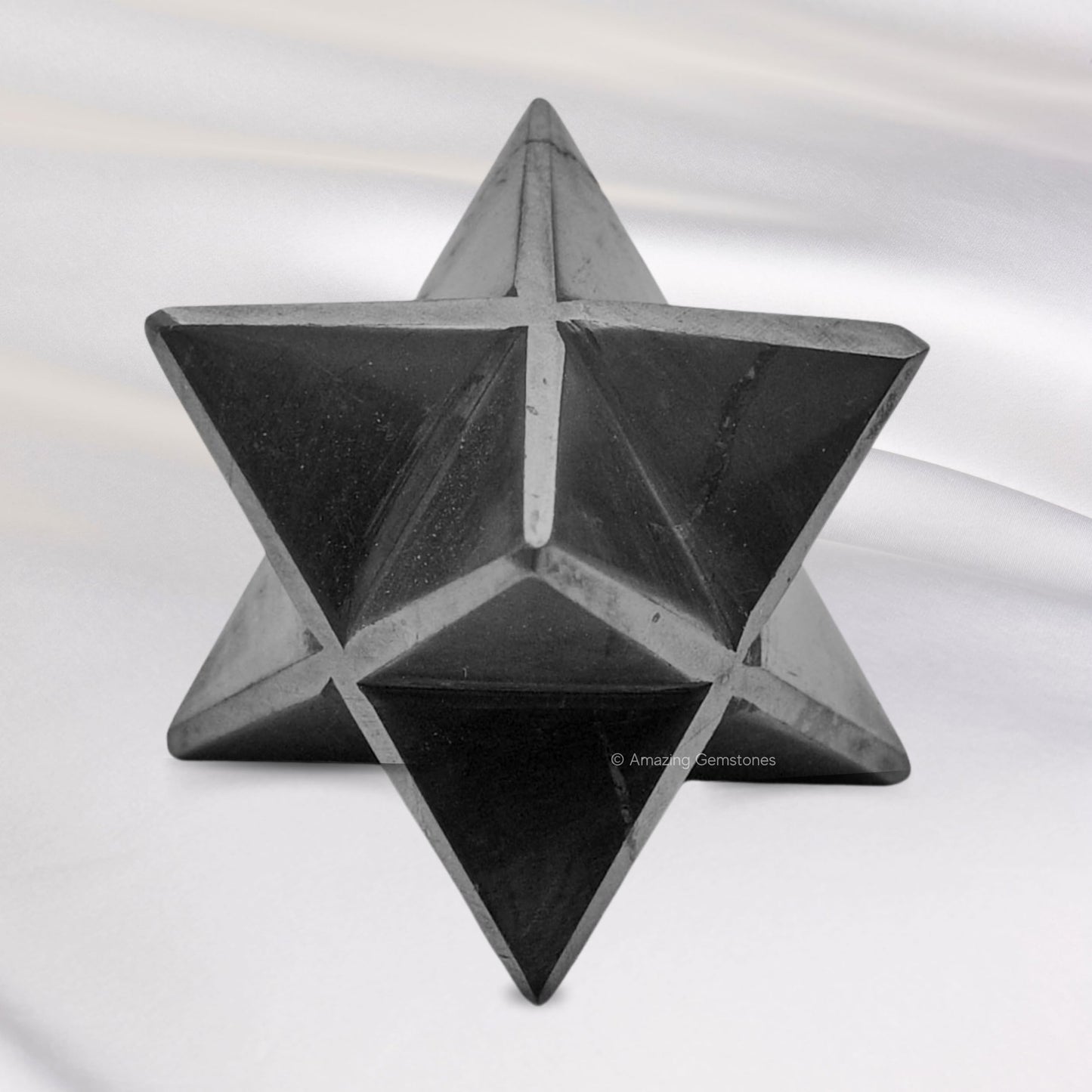Amazing Gemstone Shungite Merkaba Crystal - 0.75 Inches Metaphysical Merkaba Star for Meditation - Energetic Tetrahedron Crystal and Healing Stones and Healing (15-20mm)