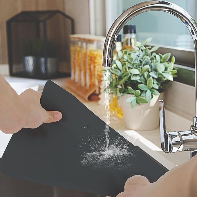 Silicone Mat for Kitchen Counter, Silicone Mat Trimable to Size (Dark Gray, 23.6×15.7inch-2PCS), BPA-Free Silicone Placemat, Heat-Resistant NonSlip Table Mat for Air Fryer, Countertop Protector Mat
