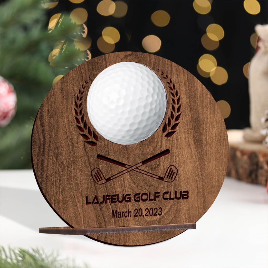 Personalised Golf Ball Holder Frame Custom Photo Name Golf Ball Display Case Wooden Golf Shadow Box Golf Ball Markers Hanger Desk Decor Gift for Men Dad Grandpa Family (Golf Ball Display Holder - 1)