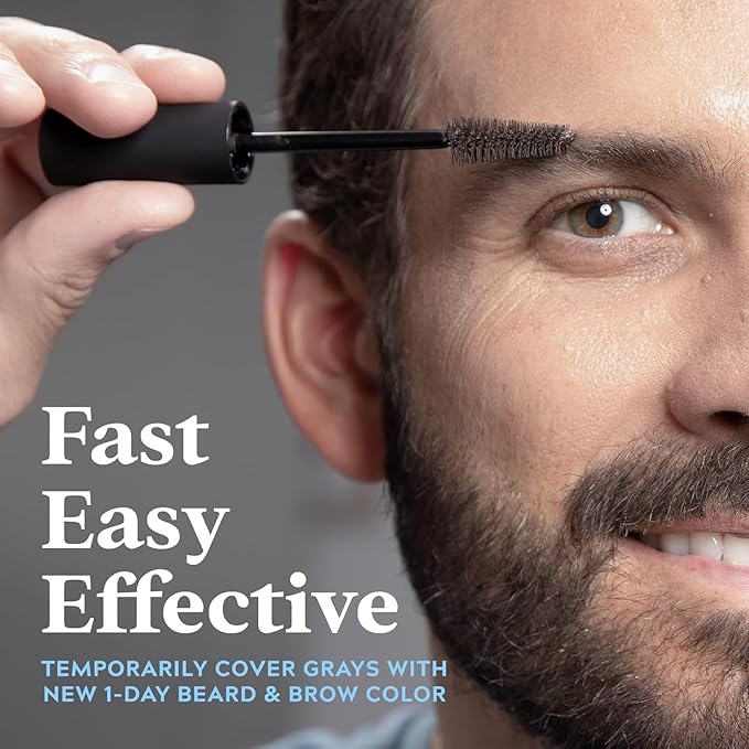 Just for Men 1-Day Beard & Brow Color, Temporary Color for Beard and Eyebrows, For a Fuller, Well-Defined Look, Up to 30 Applications, Darkest Brown/Black, Ships in Eco-Friendly Packaging (Pack of 3)