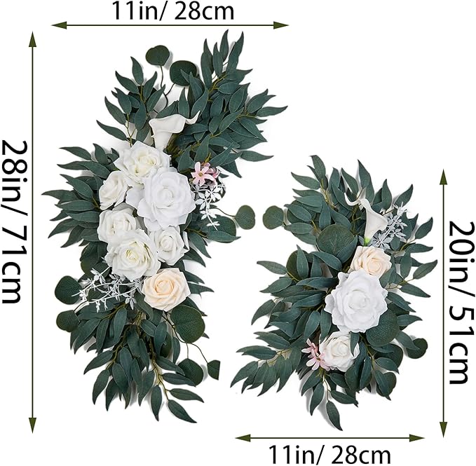 AitnWoy Artificial Wedding Arch Flowers Kit 2 PCS Dust Rose Flowers Silk Peony Floral Swag Welcome Sign for Wedding Ceremony Party Home Garland Decor (Sunflower Yellow)