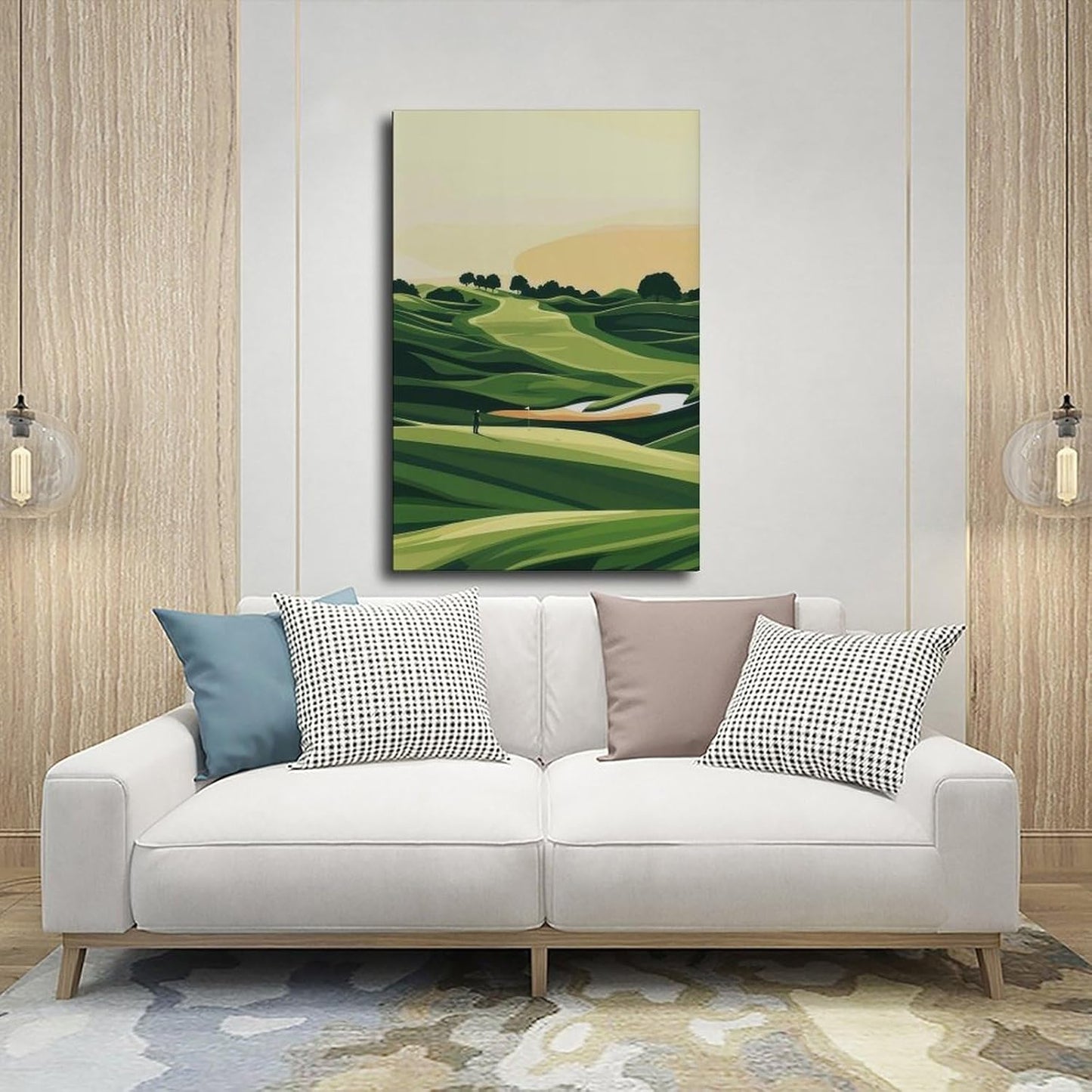9W Golf Course Poster Green Scenery Decoration Wall Art for Office Living Room Frame-style 20x30inch(50x75cm)