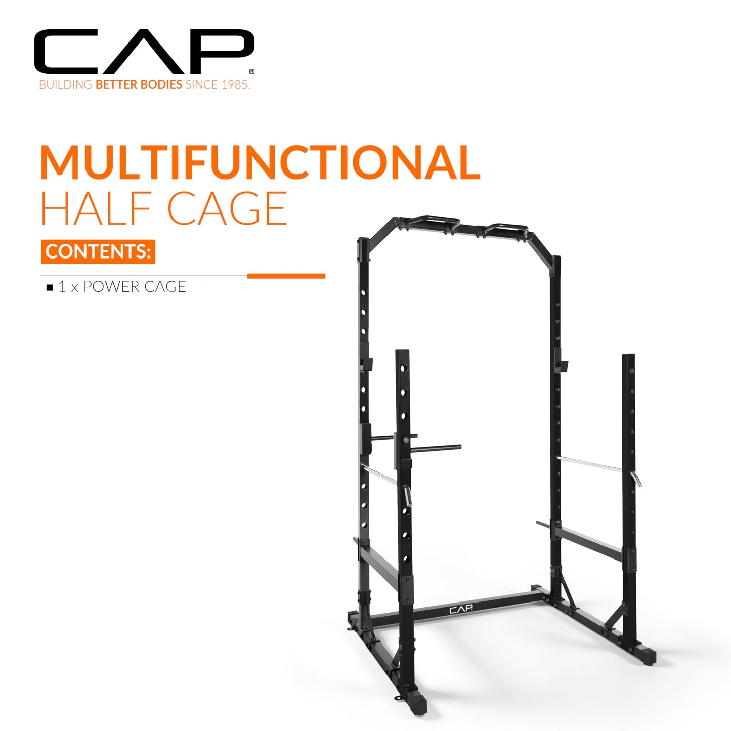 CAP Barbell Multi-Use Power Rack – Heavy-Duty Power Cage with Pull-Up Bar, Dip Handles, and J-Cup Catches – Strength Training Gym Rack for Home or Garage Gym | Red