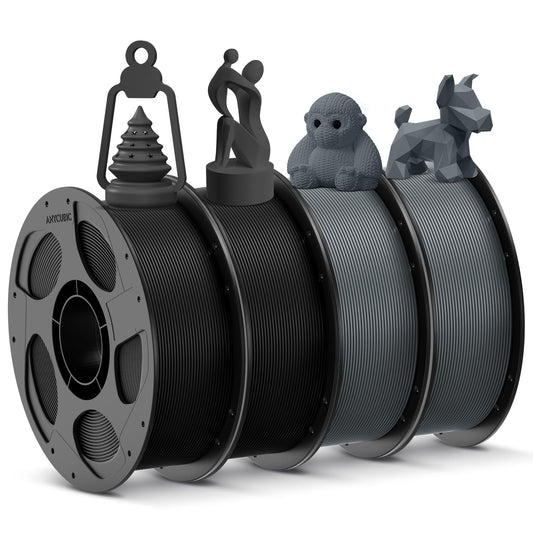 ANYCUBIC 3D Printer Filament PLA Bundle, PLA Filament 1.75mm Dimensional Accuracy +/- 0.02mm, 1KG Reusable Spool, 2KG Black + 2k