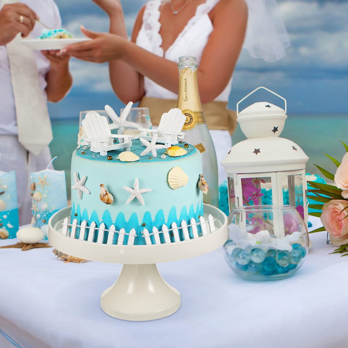 Qunclay 27 Pcs Hawaiian Beach Cake Topper Decorations Adirondack Chair Cake Topper Summer Mini Pool Seashell Decorations Mini Doll Furniture for Wedding Birthday Engagement Baby Shower Luau Party