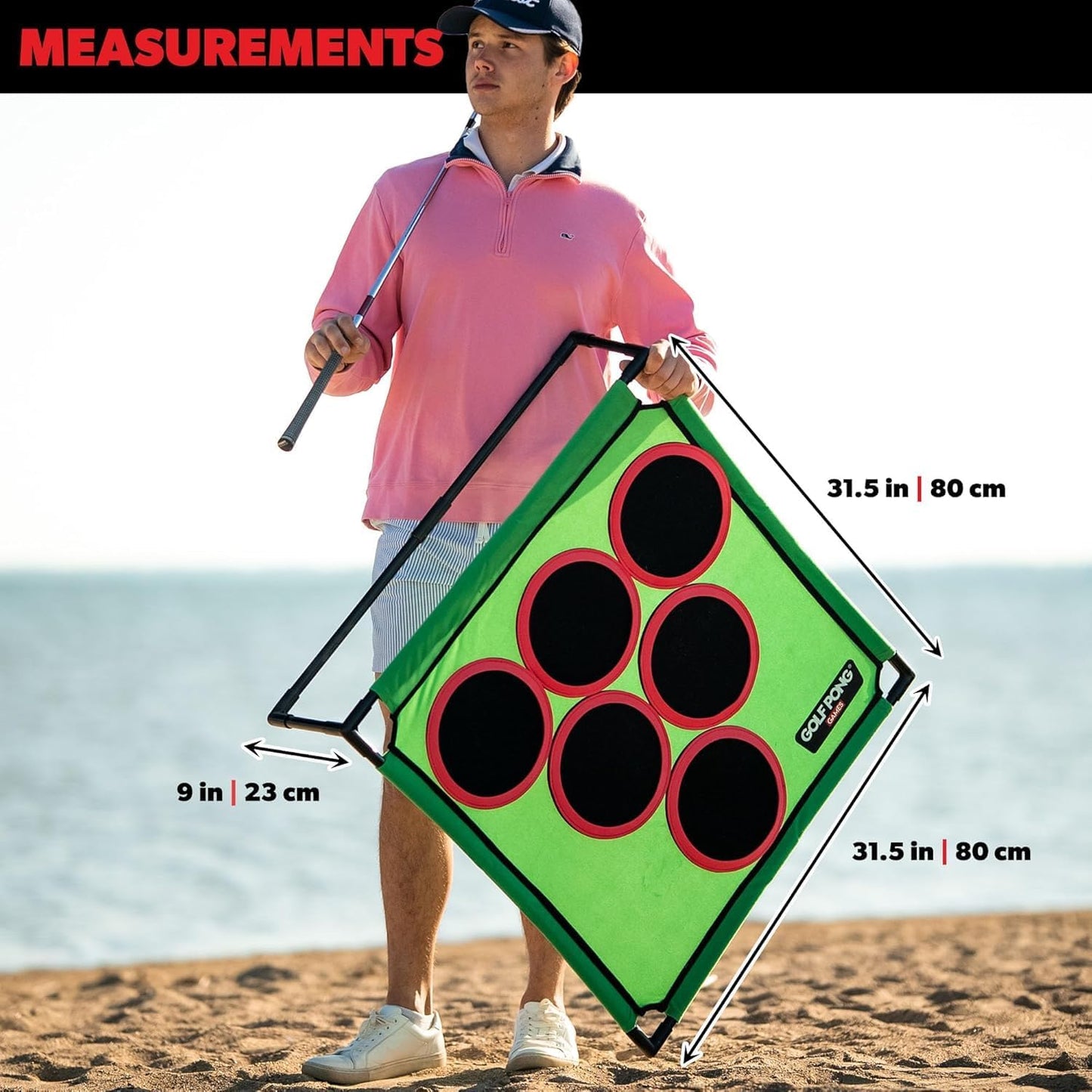 Golf Pong – Backyard Golf Game with 16 Chipping Balls & Mat, Yard and Outdoor Games for Adults & Family, Indoor Golf Set for Home, Beach or Party, Lawn Games for Adults & Family Outdoor (Patented)