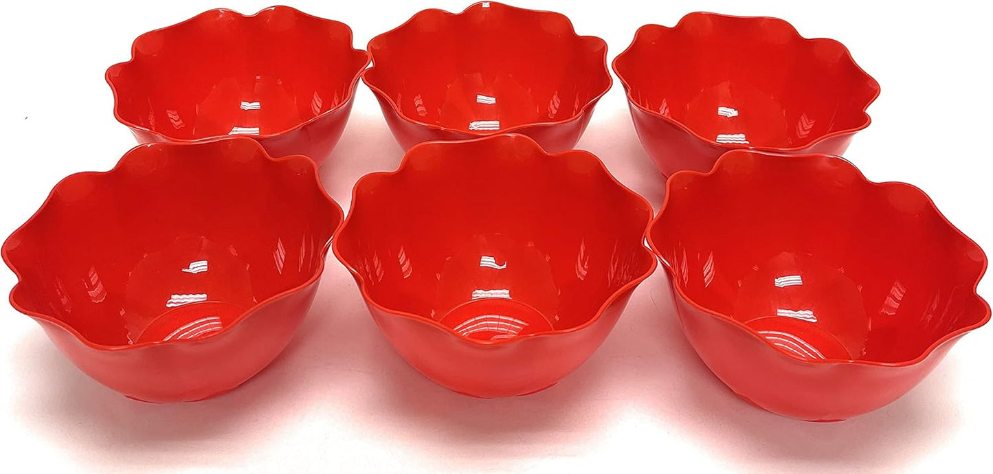 Mintra Home Reusable Bowls and Plates 6pk - Lotus Collection (Red, Bowl 6pk - (5.5inW x 2.75inH))