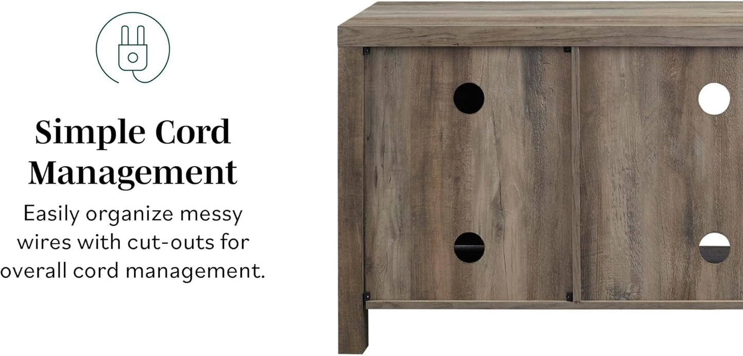 Walker Edison Georgetown Modern Farmhouse Double Barn Door TV Stand for TVs up to 65 Inches, 58 Inch, Rustic Oak