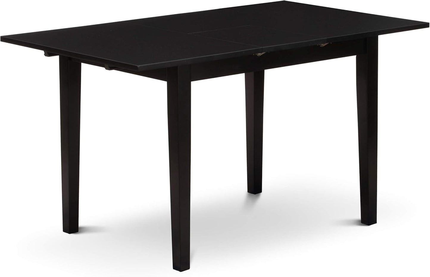 East West Furniture NOEN5-BLK-69 5 Piece Kitchen Table & Chairs Set Includes a Rectangle Butterfly Leaf Dining Table and 4 Black Faux Leather Parsons Chairs, 32x54 Inch, Black
