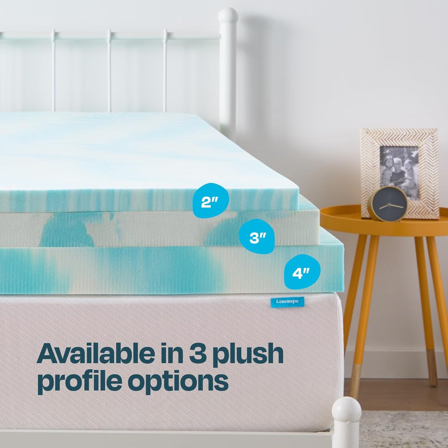 Linenspa 4 Inch Gel Swirl Memory Foam Mattress Topper – Cooling Gel Infused – Pressure Relieving Bed Topper - Mattress Pad – CertiPUR Certified - California King Size